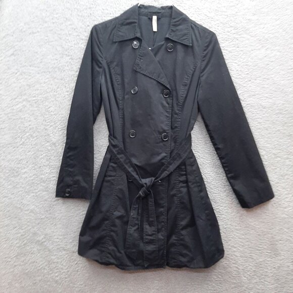 Old Navy Womens Black Double-Breasted Trench Coat S - Picture 1 of 8